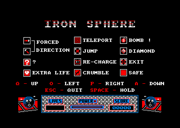 screenshot of the Amstrad CPC game Iron Sphere