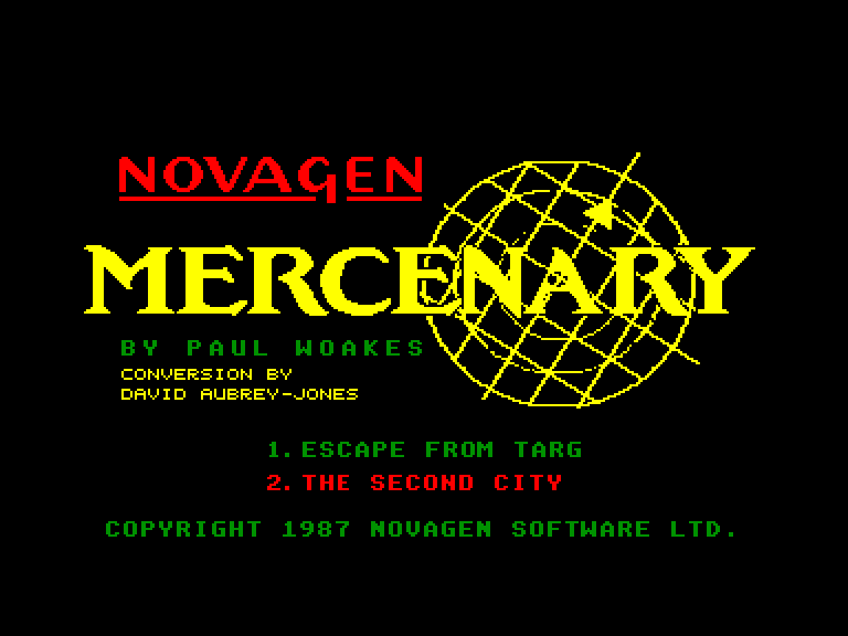 screenshot of the Amstrad CPC game Mercenary