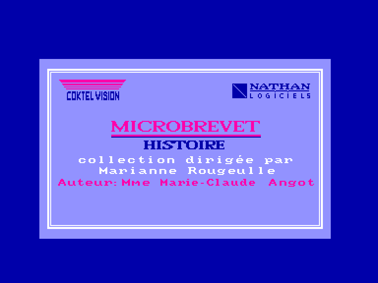 screenshot of the Amstrad CPC game Micro Brevet - Histoire