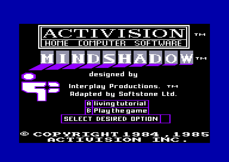 screenshot of the Amstrad CPC game Mindshadow