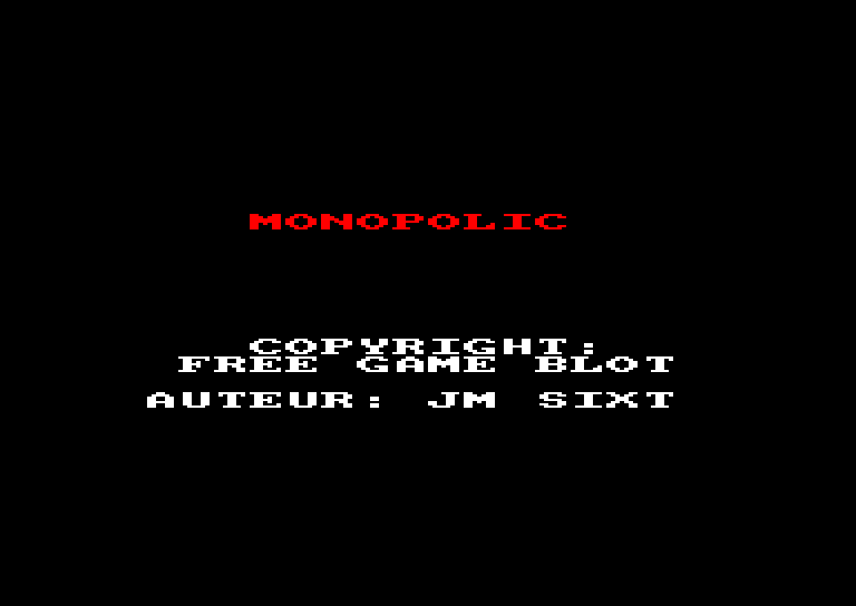 screenshot of the Amstrad CPC game Monopolic