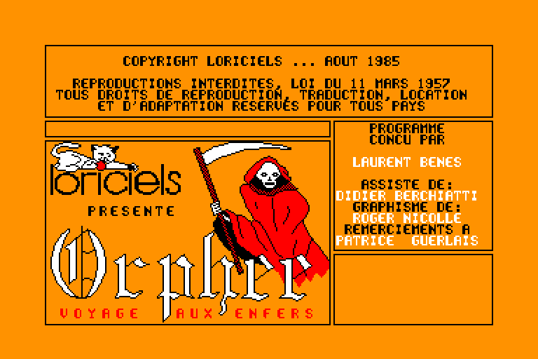 screenshot du jeu Amstrad CPC Orphée