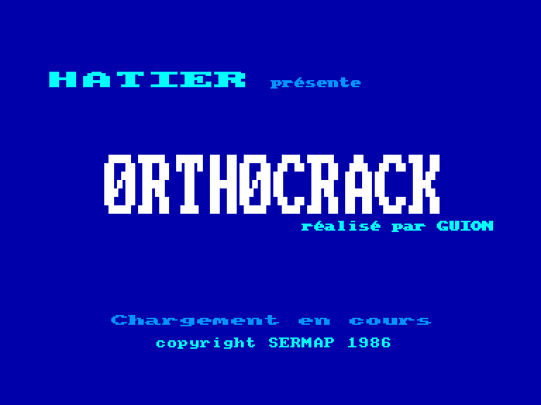 screenshot of the Amstrad CPC game Orthocrack