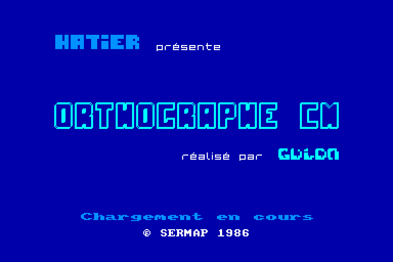 screenshot du jeu Amstrad CPC Orthographe CM