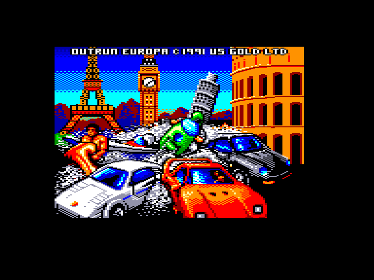screenshot of the Amstrad CPC game Out Run Europa