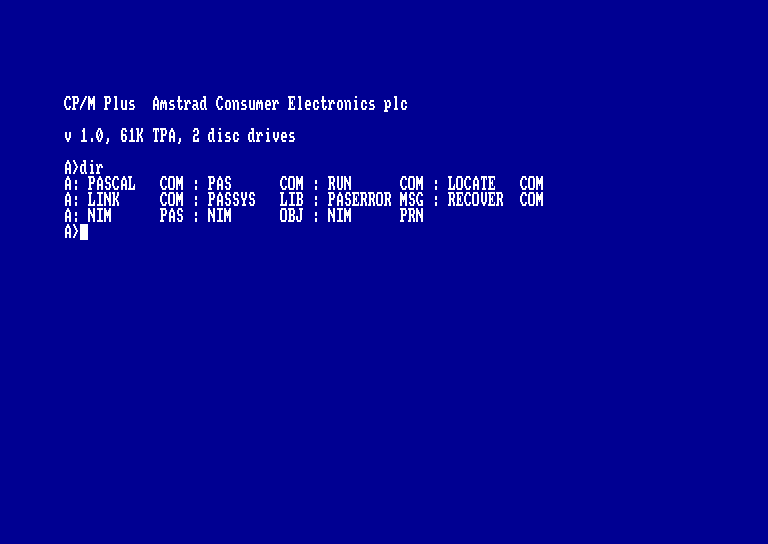 screenshot of the Amstrad CPC game Oxford Pascal