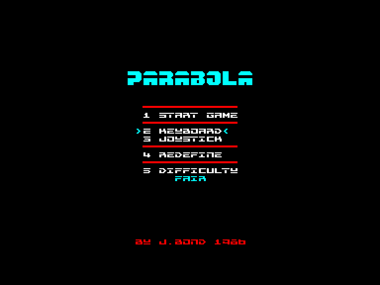 screenshot of the Amstrad CPC game Parabola