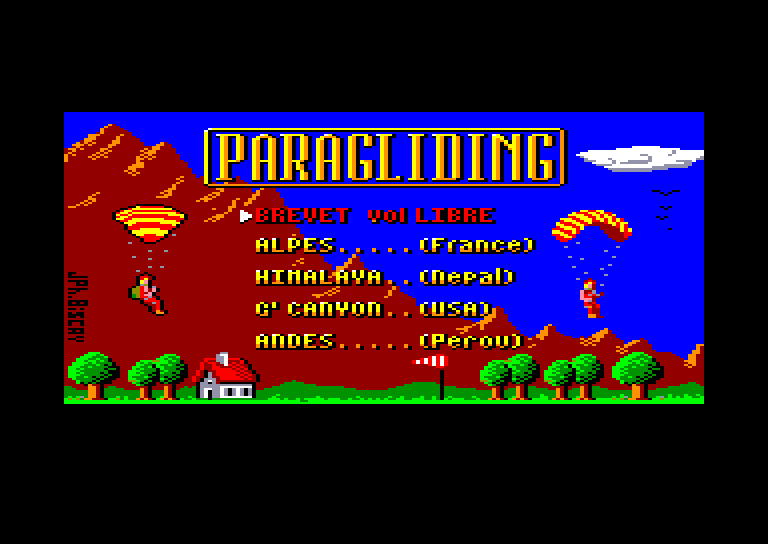 screenshot of the Amstrad CPC game Paragliding Simulation