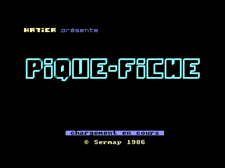 screenshot of the Amstrad CPC game Pique-Fiche