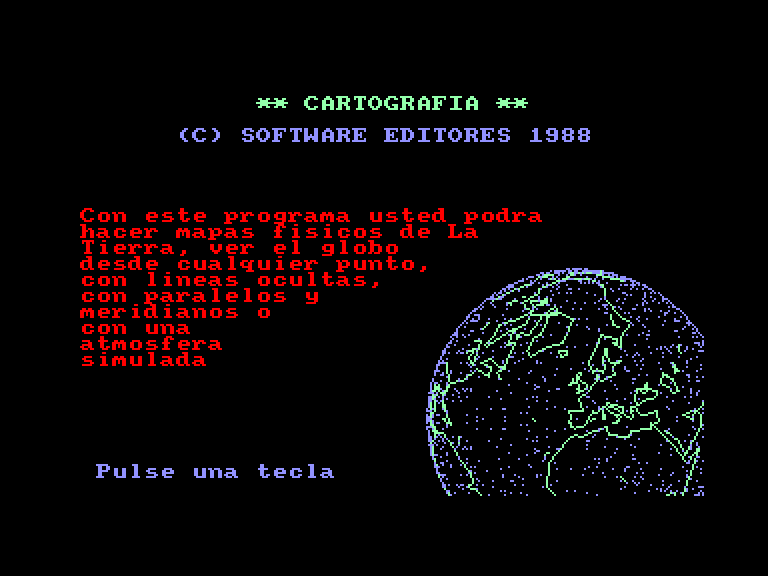 screenshot of the Amstrad CPC game Planetario - La Tierra
