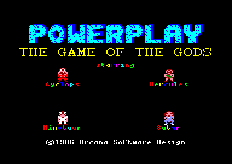 screenshot of the Amstrad CPC game Powerplay: The Game of the Gods
