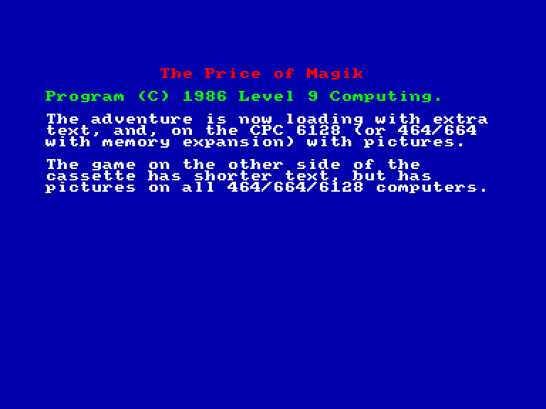 screenshot of the Amstrad CPC game Price of Magik (the)