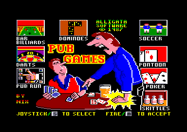 screenshot of the Amstrad CPC game Pub games