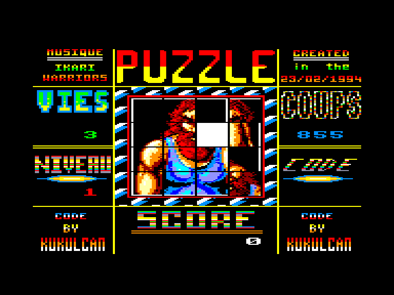 screenshot du jeu Amstrad CPC Puzzle