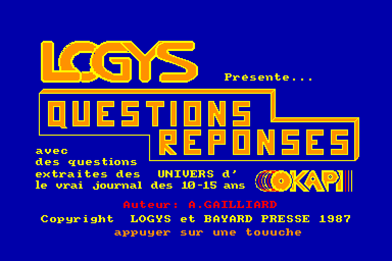 screenshot du jeu Amstrad CPC Questions - Reponses
