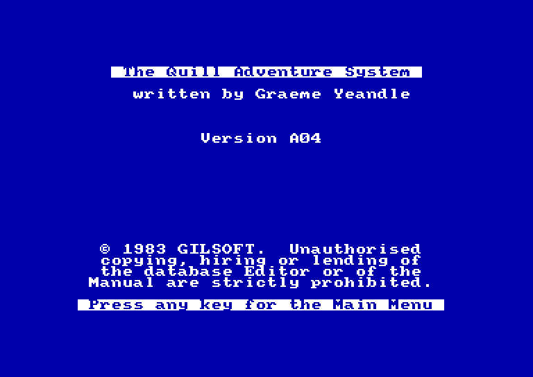 screenshot of the Amstrad CPC game Quill Adventure System (the)