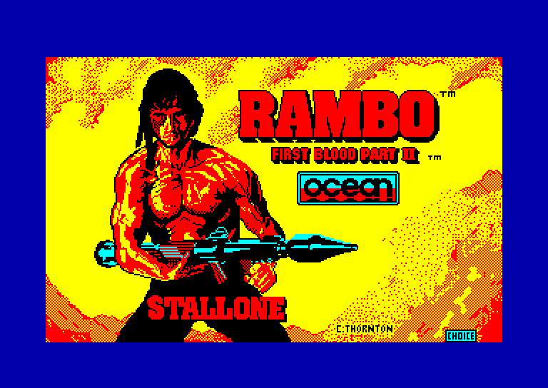 screenshot of the Amstrad CPC game Rambo -  First Blood Part II