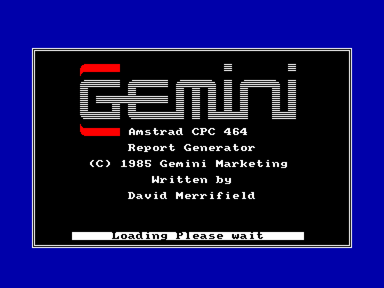 screenshot of the Amstrad CPC game Report Generator