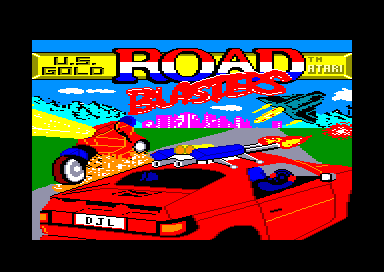 screenshot of the Amstrad CPC game Road Blasters