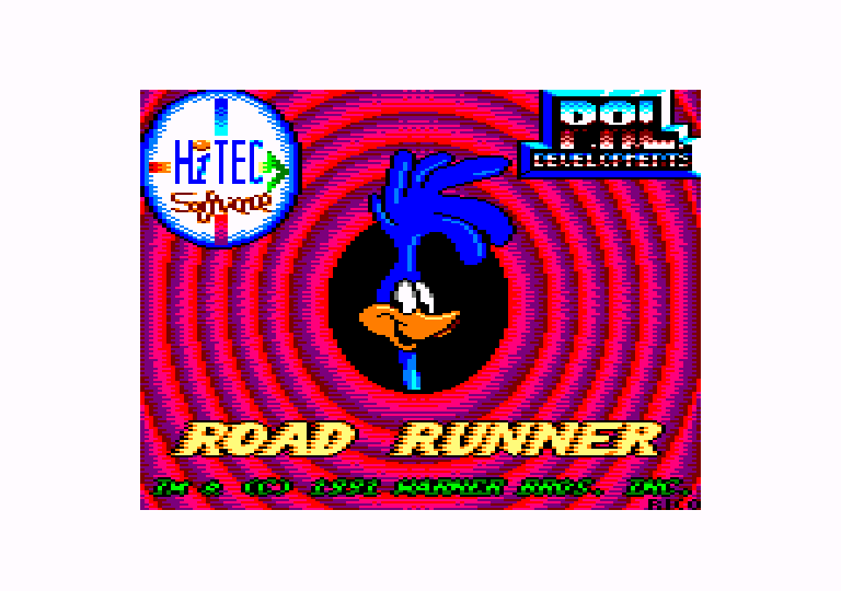 screenshot of the Amstrad CPC game Road Runner and Wile E. Coyote