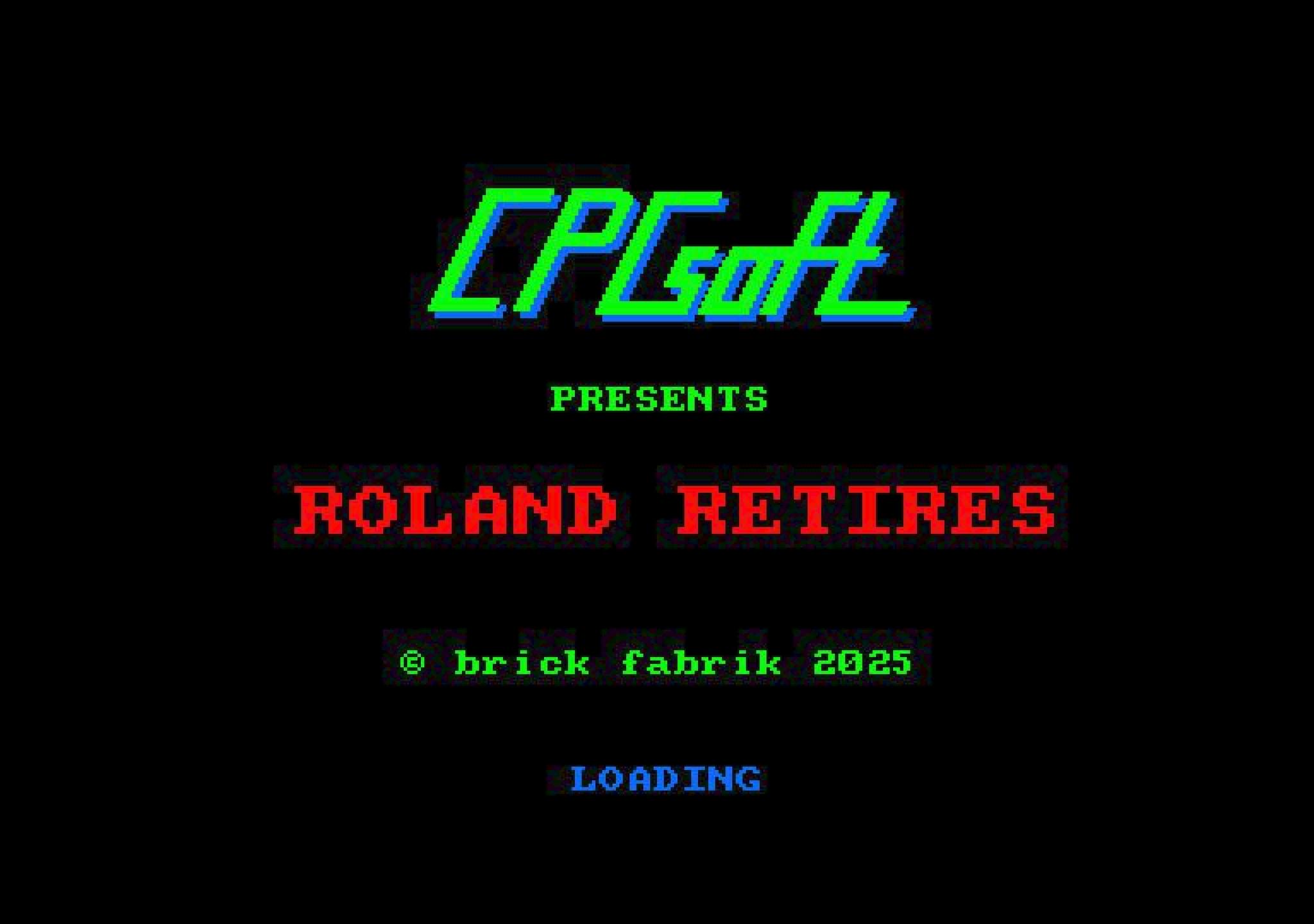 old school loading screen for Roland Retires, an Amstrad CPC game by Brick Fabrik