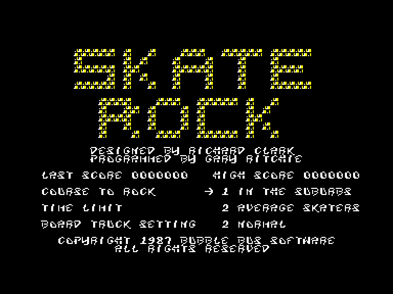 screenshot du jeu Amstrad CPC Skate Rock Simulator