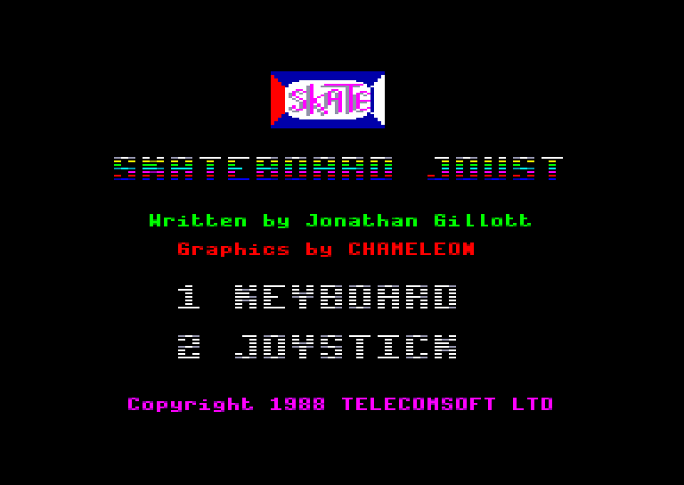 screenshot of the Amstrad CPC game Skateboard joust