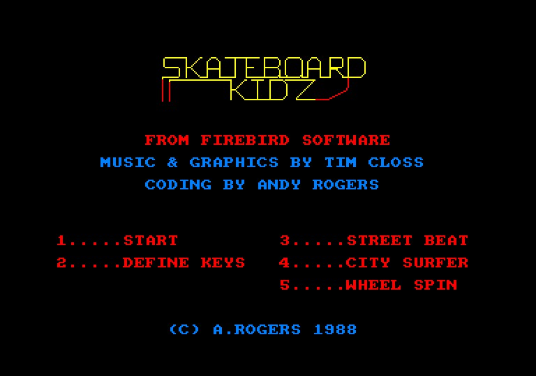 screenshot of the Amstrad CPC game Skateboard Kidz