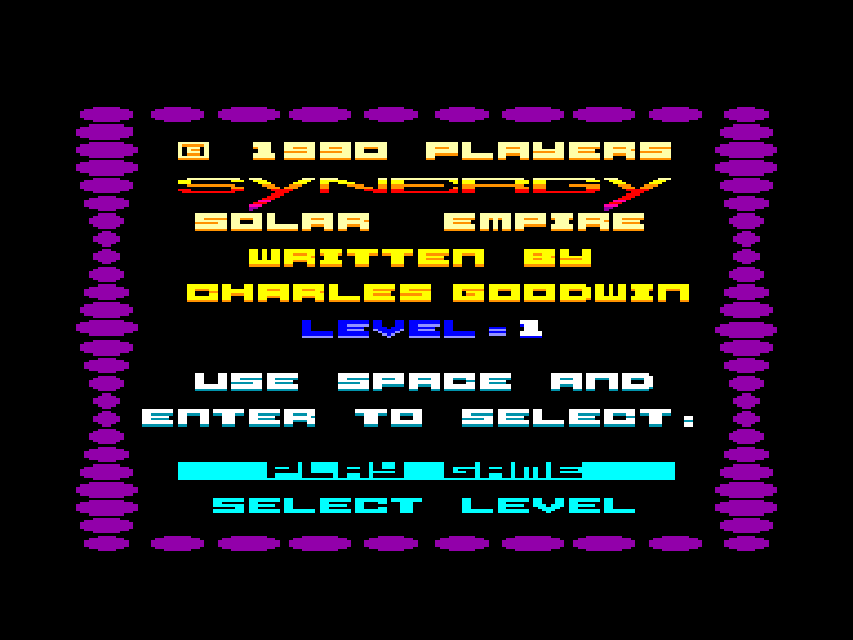 screenshot of the Amstrad CPC game Solar Empire