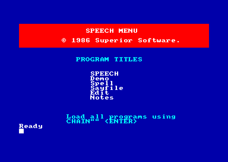 screenshot of the Amstrad CPC game Speech !