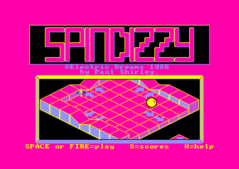 screenshot of the Amstrad CPC game Spindizzy
