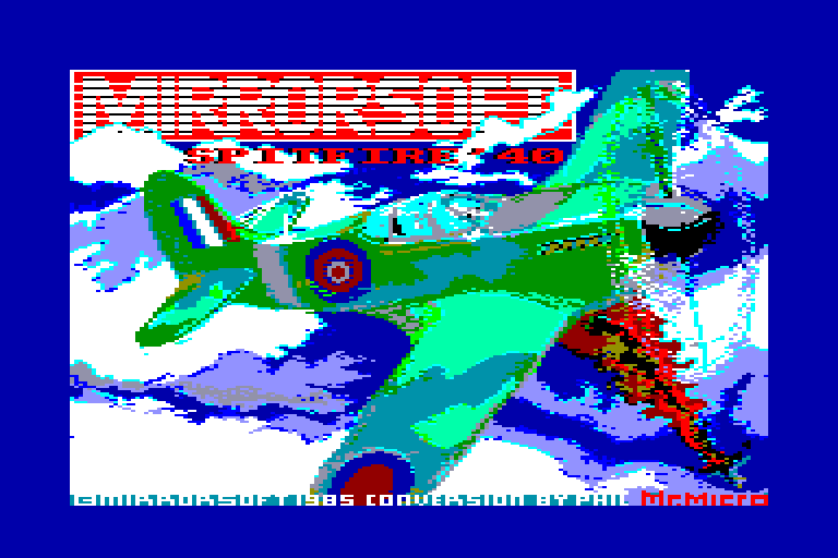 screenshot of the Amstrad CPC game Spitfire 40