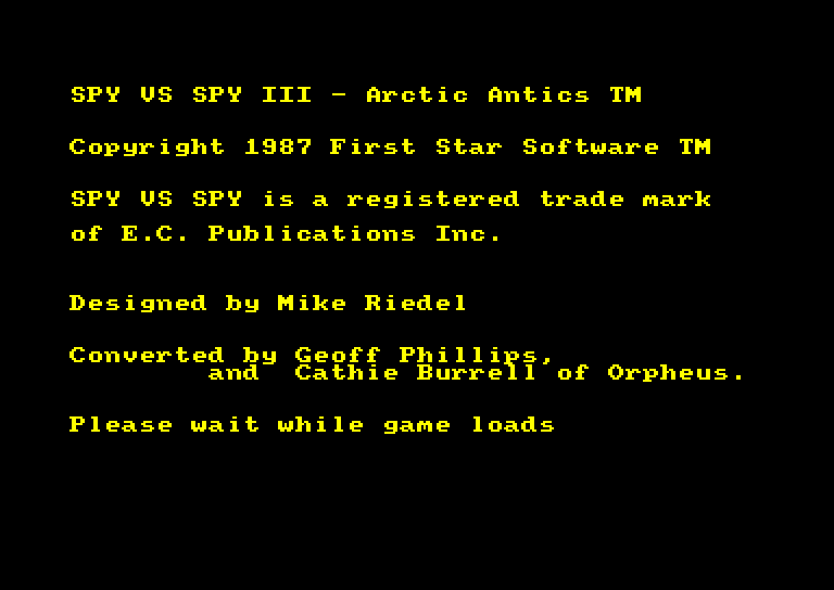screenshot of the Amstrad CPC game Spy Vs Spy III - Arctic Antics