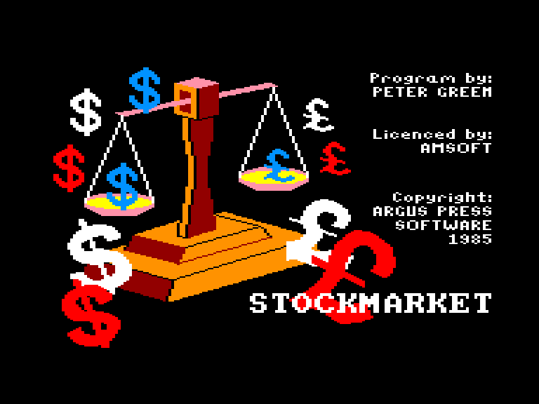 screenshot of the Amstrad CPC game Stockmarket