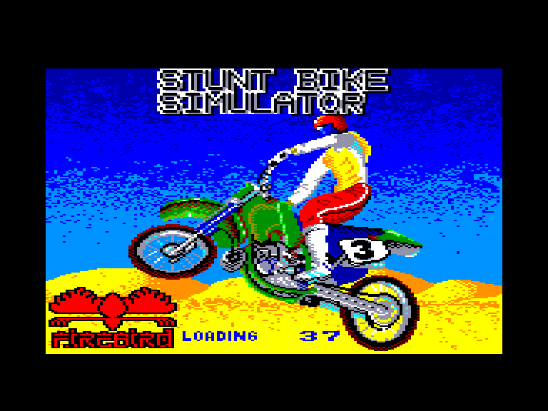 screenshot of the Amstrad CPC game Stunt bike simulator