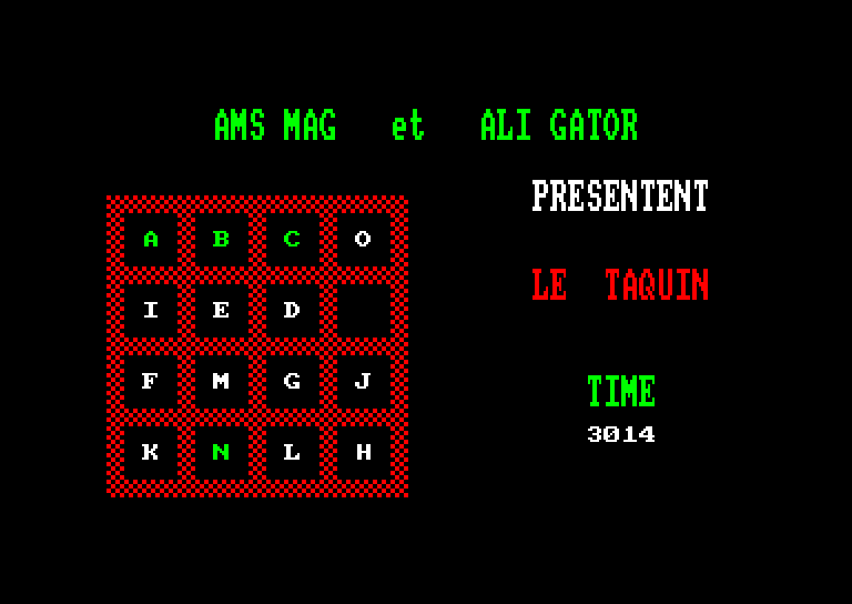 screenshot of the Amstrad CPC game Taquin