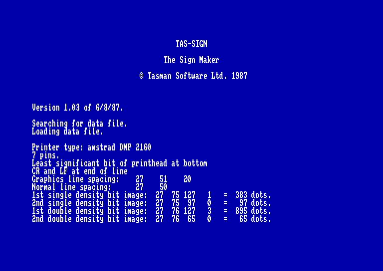 screenshot du jeu Amstrad CPC Tas-Sign