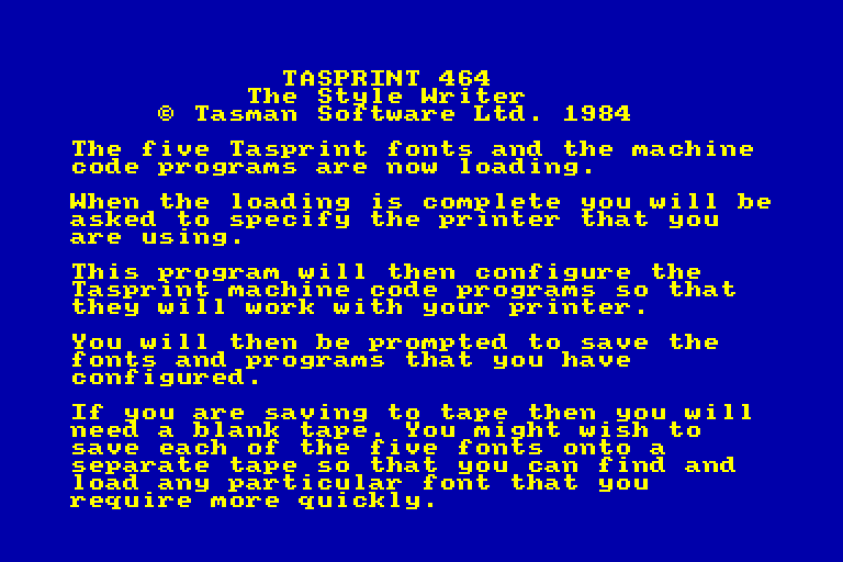 screenshot of the Amstrad CPC game Tasprint 464