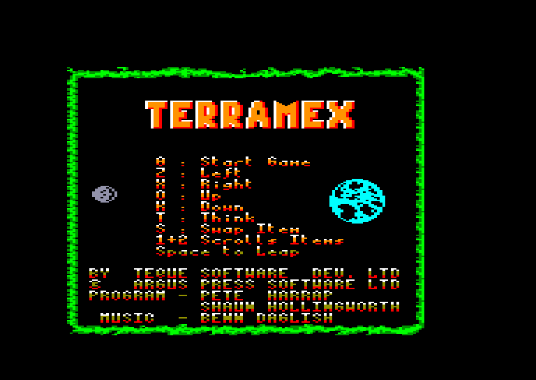 screenshot of the Amstrad CPC game Terramex