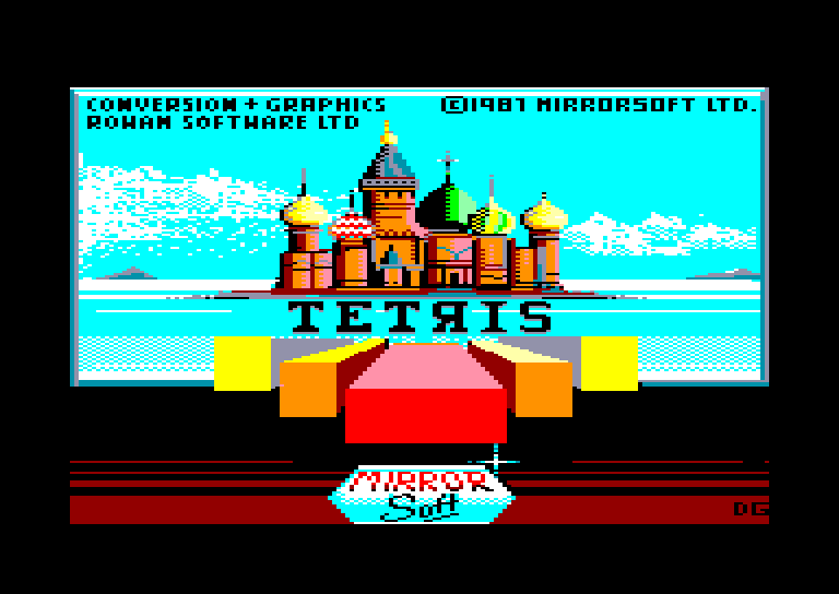 screenshot of the Amstrad CPC game Tetris (Mirrorsoft)