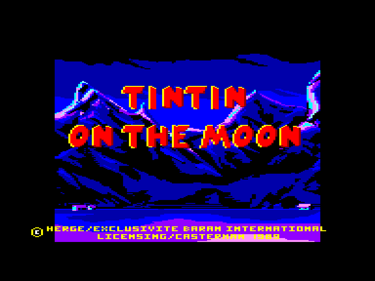 screenshot of the Amstrad CPC game Tintin sur la Lune