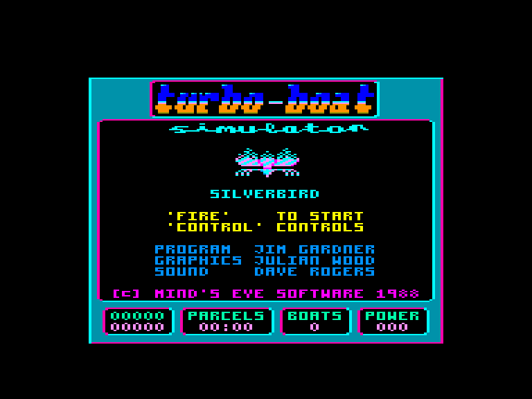 screenshot of the Amstrad CPC game Turbo boat simulator