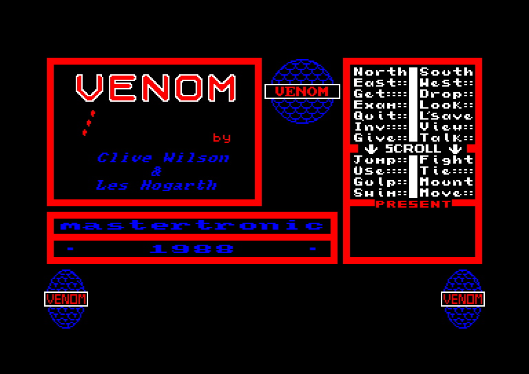 screenshot of the Amstrad CPC game Venom