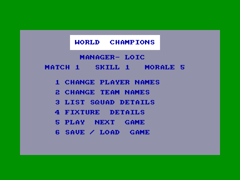 screenshot of the Amstrad CPC game World champions