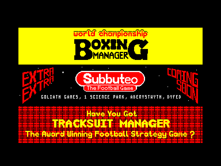 screenshot of the Amstrad CPC game World championship boxing manager