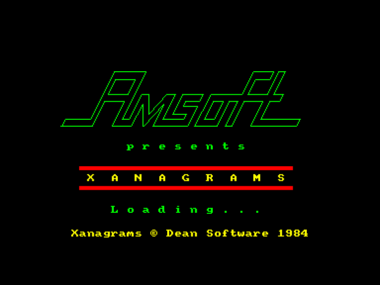 screenshot of the Amstrad CPC game Xanagrams